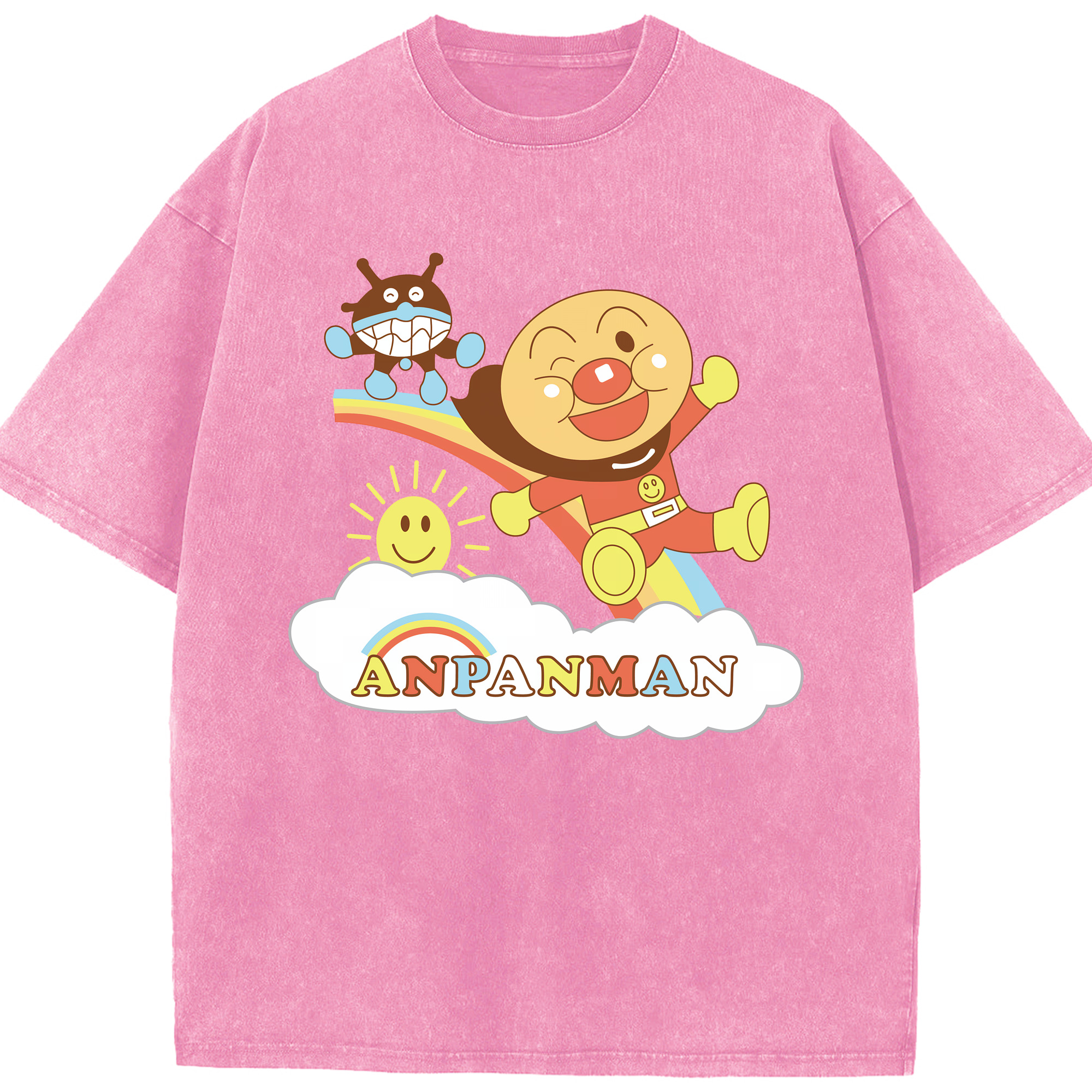 （画像用） アンパンマン Anpanman 綿100% ヴィンテージ風 半袖Tシャツ（フロントプリント）